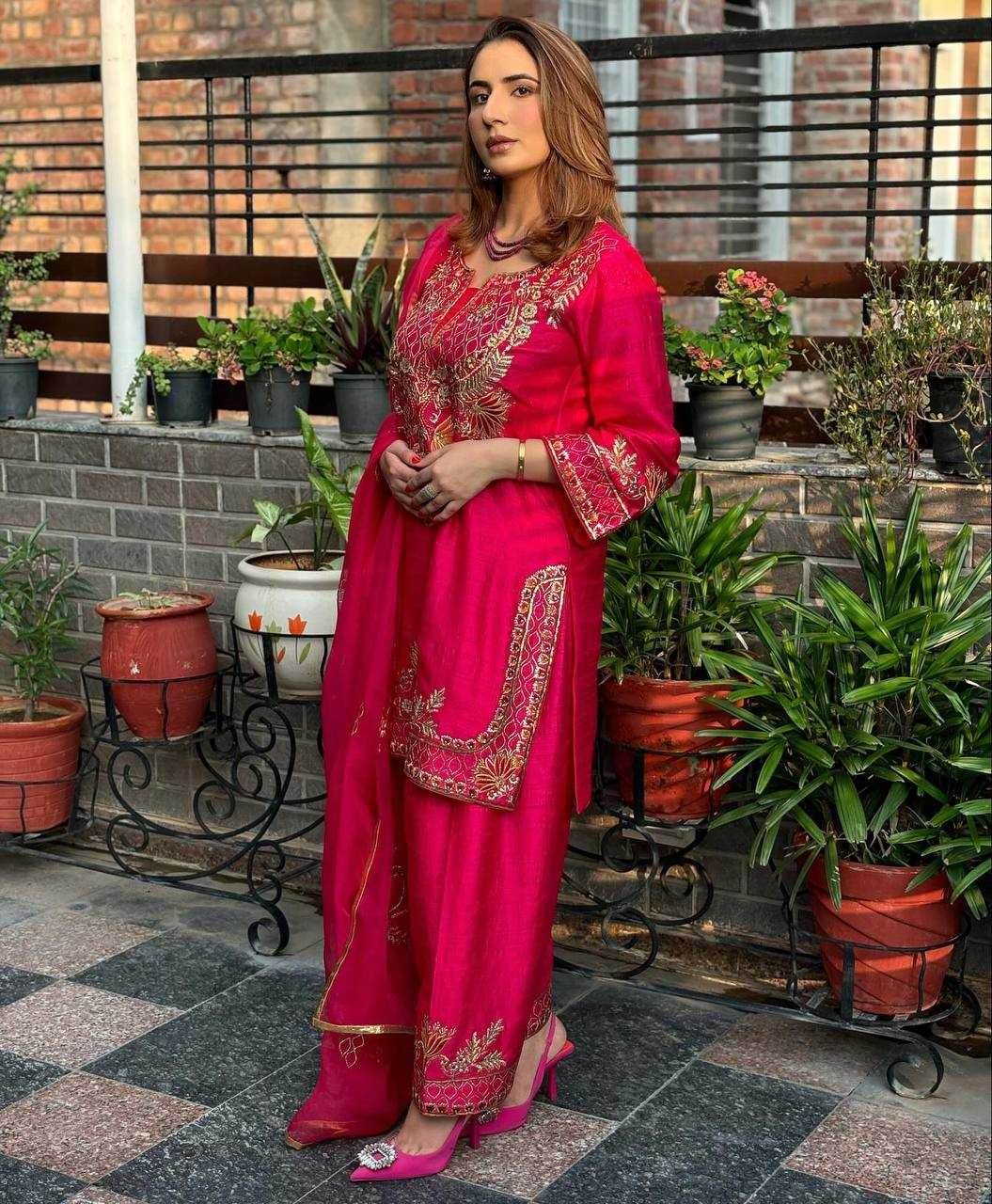 Chinon Embroidered Pink Salwar Suit - MYLUXURY LANE ENTERPRISE
